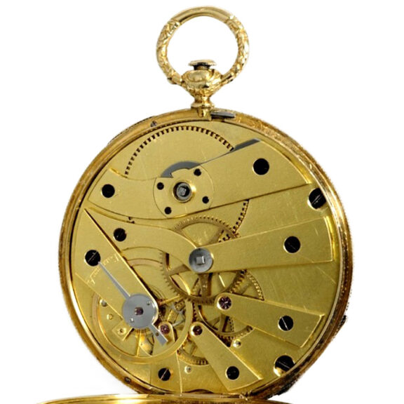 Swiss fine, thin gold enamel pocket watch circa 1830 Swiss fine, thin gold enamel pocket watch circa 1830