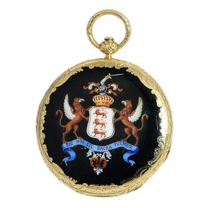 Swiss rare thin gold enamel pocket watch Circa 1840