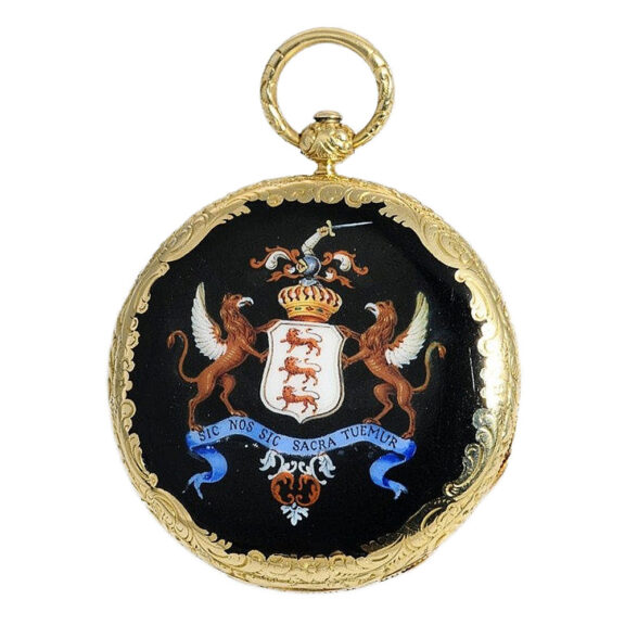 Swiss rare thin gold enamel pocket watch Circa 1840