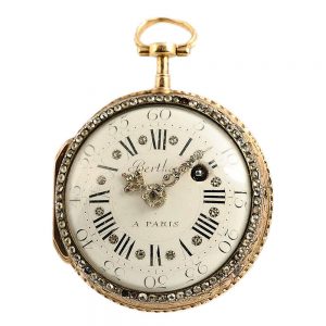 French 18k gold rare skeletonized verge pocket watch Circa 1780