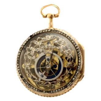 French 18k gold rare skeletonized verge pocket watch Circa 1780