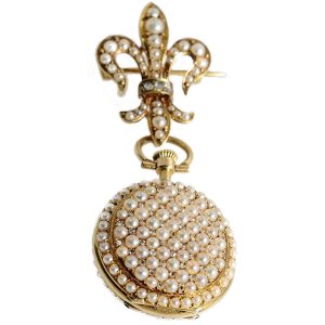 Swiss half pearl and diamond-set lady's watch Circa 1870