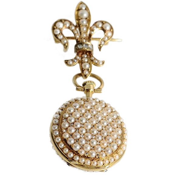 Swiss half pearl and diamond-set lady's watch Circa 1870