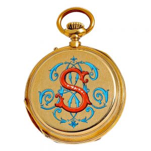 Swiss fine pocket watch with enamel decoration Circa 1890