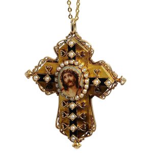 Swiss rare crucifix pendant watch with medallion Circa 1870