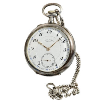 German rare silver Glashütte watch with silver chain Circa 1932