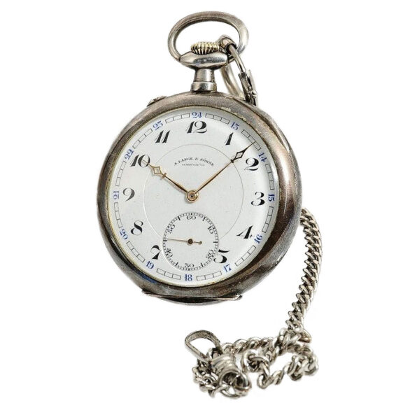 German rare silver Glashütte watch with silver chain Circa 1932 German rare silver Glashütte watch with silver chain Circa 1932