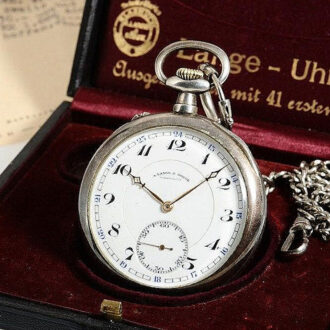 German rare silver Glashütte watch with silver chain Circa 1932