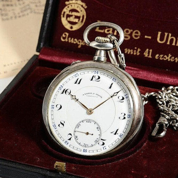 German rare silver Glashütte watch with silver chain Circa 1932 German rare silver Glashütte watch with silver chain Circa 1932