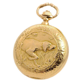 German gold Glashütte pocket with hunting scenes Circa 1903