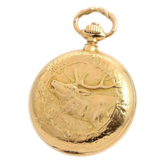 German gold Glashütte pocket with hunting scenes Circa 1903