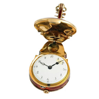 Swiss rare gold enamel cello shape form fob watch Circa 1810