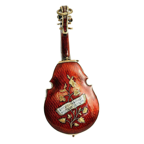Swiss rare gold enamel cello shape form fob watch Circa 1810 Swiss rare gold enamel cello shape form fob watch Circa 1810