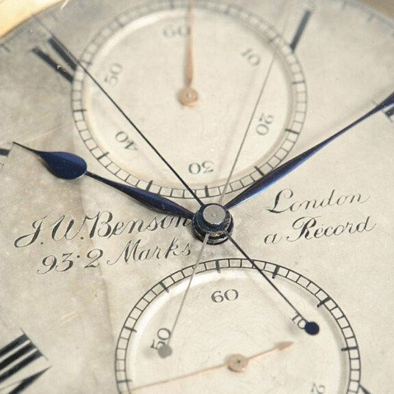 English gold watch with split seconds chronograph Circa 1902 English gold watch with split seconds chronograph Circa 1902