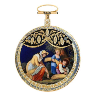 Swiss verge pocket watch with protecting case Circa 1800