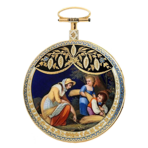Swiss verge pocket watch with protecting case Circa 1800