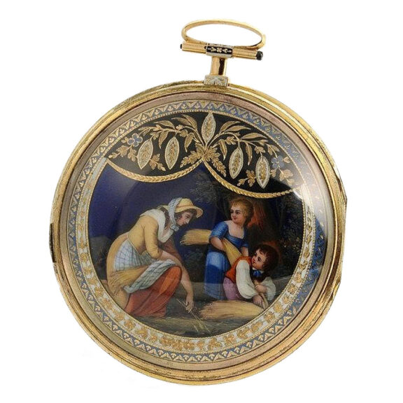 Swiss verge pocket watch with protecting case Circa 1800 Swiss verge pocket watch with protecting case Circa 1800