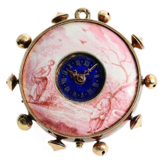 Swiss tambourine-form watch with musical movement Circa 1820