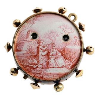 Swiss tambourine-form watch with musical movement Circa 1820