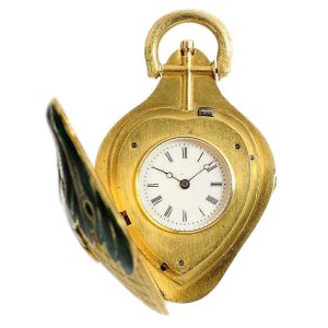 Swiss rare gold enamel strawberry-form fob watch Circa 1840