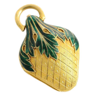 Swiss rare gold enamel strawberry-form fob watch Circa 1840