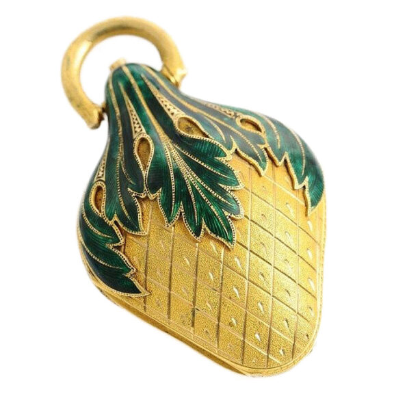 Swiss rare gold enamel strawberry-form fob watch Circa 1840 Swiss rare gold enamel strawberry-form fob watch Circa 1840