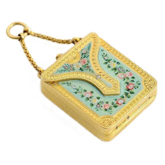 Swiss gold and enamel purse form cylinder watch Circa 1840