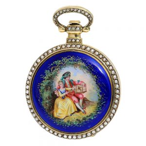 Chinese silver key-wind enamel pocket watch Circa 1870