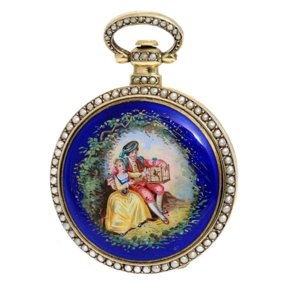 Chinese silver key-wind enamel pocket watch Circa 1870