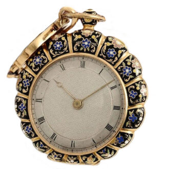 French gold enamel watch with matching chatelaine Circa 1820