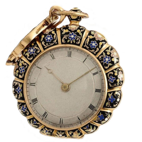 French gold enamel watch with matching chatelaine Circa 1820