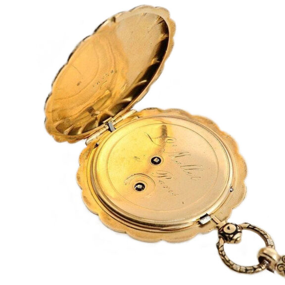 French gold enamel watch with matching chatelaine Circa 1820 French gold enamel watch with matching chatelaine Circa 1820