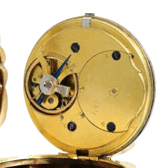 Swiss thin gold enamel floral decorated pocket watch Circa 1830