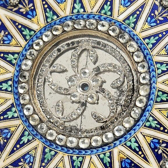 Swiss gold enamel pocket with visible balance Circa 1790 Swiss gold enamel pocket with visible balance Circa 1790