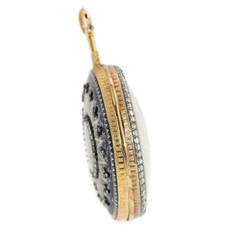 Swiss gold enamel pocket with visible balance Circa 1790