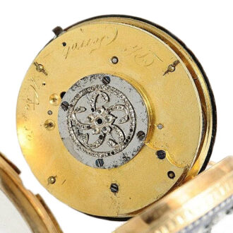 Swiss gold enamel pocket with visible balance Circa 1790