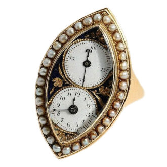 Swiss extraordinary navette shaped ring watch Circa 1850 Swiss extraordinary navette shaped ring watch Circa 1850