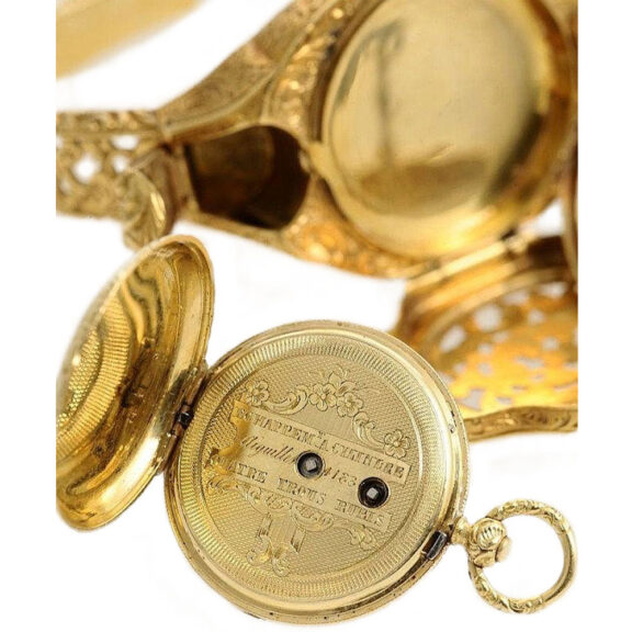 French miniature pocket watch set in rare bracelet Circa 1900 French miniature pocket watch set in rare bracelet Circa 1900