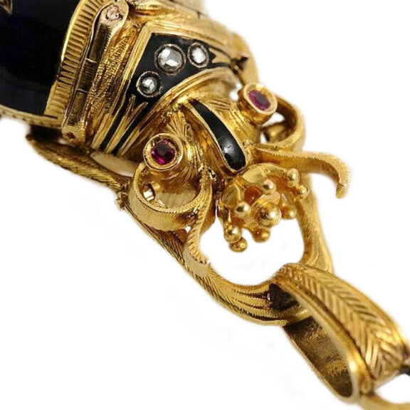 Swiss rare gold, enamel and diamond scarab watch Circa 1870 Swiss rare gold, enamel and diamond scarab watch Circa 1870