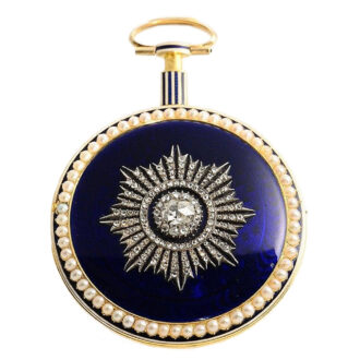 English exquisite large diamond- and pearl-set watch Circa 1800