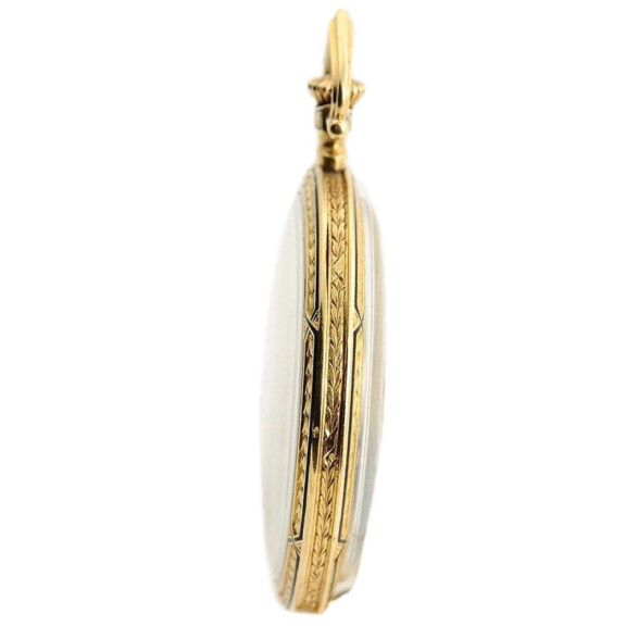 Swiss thin Art Deco pocket watch with watch chain Circa 1917 Swiss thin Art Deco pocket watch with watch chain Circa 1917