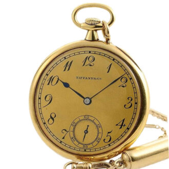 Swiss thin 18k gold dress watch with watch chain Circa 1913