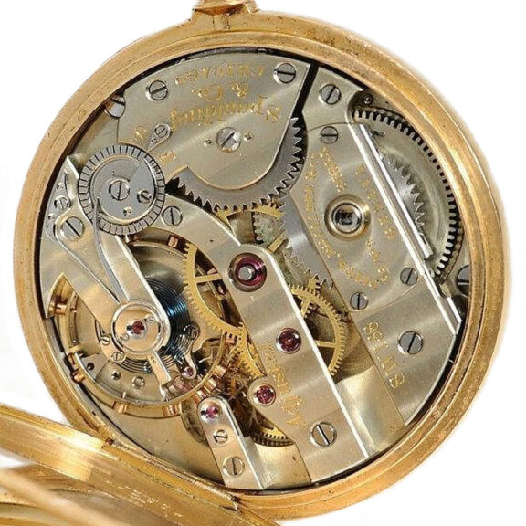 Swiss 18k gold gentleman's Geneva pocket watch Circa 1891 Swiss 18k gold gentleman's Geneva pocket watch Circa 1891