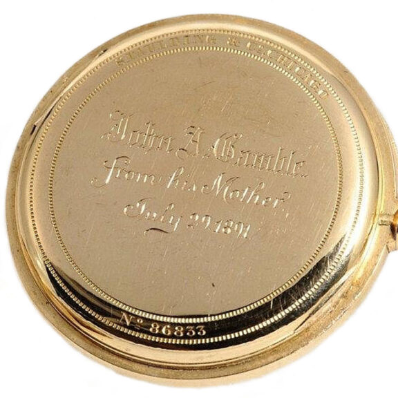 Swiss 18k gold gentleman's Geneva pocket watch Circa 1891 Swiss 18k gold gentleman's Geneva pocket watch Circa 1891