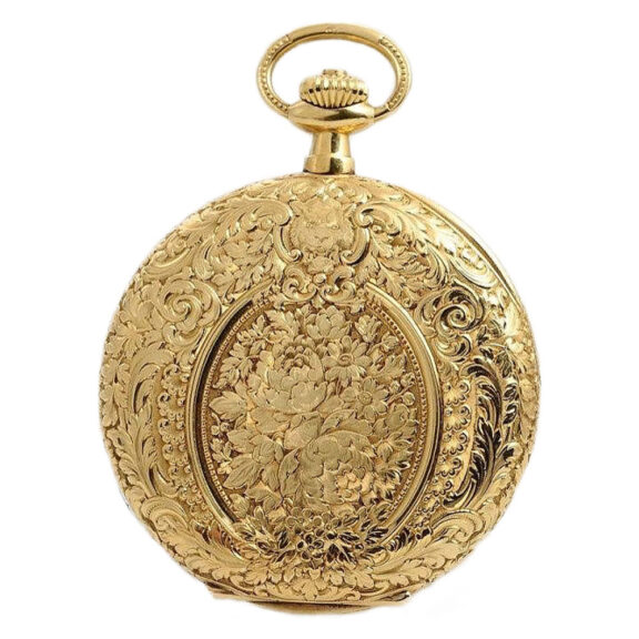 Swiss pocket watch with elaborate case decoration Circa 1913 Swiss pocket watch with elaborate case decoration Circa 1913