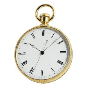 Swiss gold watch with jumping center seconds Circa 1865