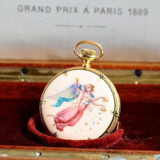 Swiss lady's extremely rare gold enamel pocket watch Circa 1893