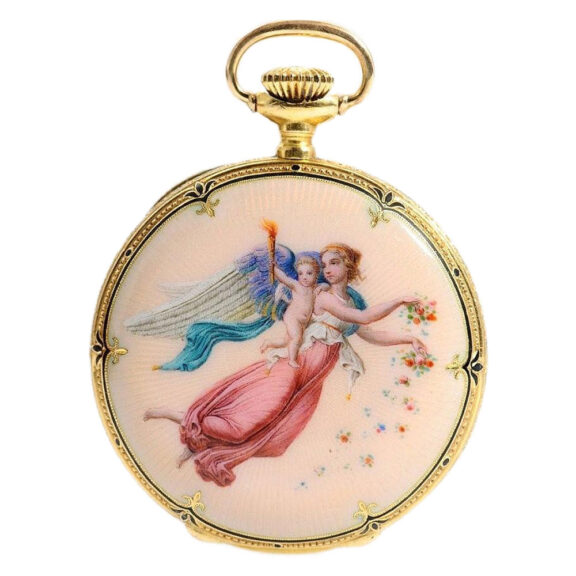 Swiss lady's extremely rare gold enamel pocket watch Circa 1893
