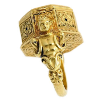 German octagonal Neo-Renaissance ring watch Circa 1895