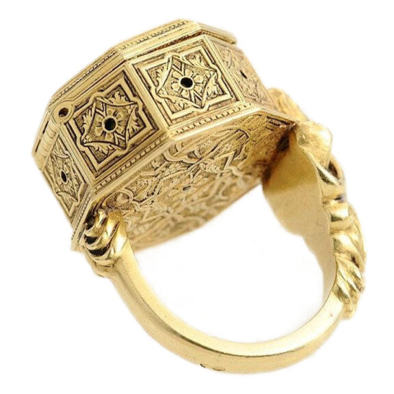 German octagonal neo renaissance ring watch Circa 1895